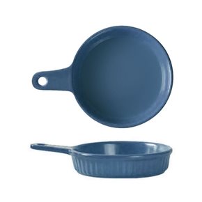 PLATO FACETADO C/MGO CERAMICA 22x17x5CM AZUL MATE