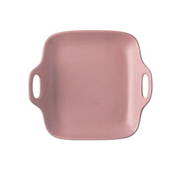 PLATO CUAD. C/ASAS CERAMICA  ROSA MATE. 20x19x5CM