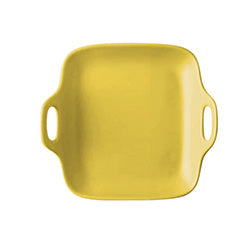 PLATO CUAD C/ASAS CERAMICA AMARILLO MATE. 20x19x5CM