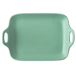 FUENTE RECT. C/ASAS CERAMICA VERDE MATE.  29x17x5CM