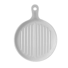 PLATO CON MANGO CERAMICA 24x19x3CM BLANCO MATE