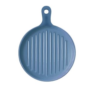 PLATO CON MANGO CERAMICA 24x19x3CM AZUL MATE