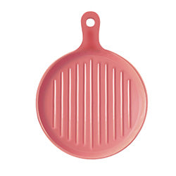 PLATO CON MANGO CERAMICA 24x19x3CM ROSA MATE