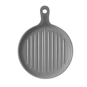 PLATO CON MANGO CERAMICA 24x19x3CM GRIS MATE