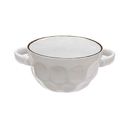BOWL FACETADO C/ASAS ANTIQUE BLANCO. 12x6CM