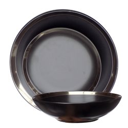 JGO VAJILLA 12PCS 27CM/20CM/14CM NEGRO BORDE METAL