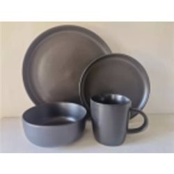 JUEGO VAJILLA 16PCS D27/20/14/385ML NEGRO