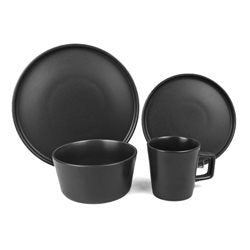JUEGO VAJILLA 16PCS LISBOA 27/20/14/385ML NEGRO