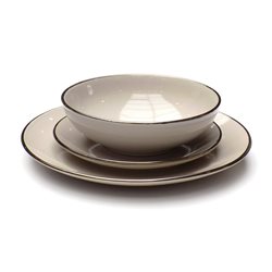 JUEGO VAJILLA 12PCS 27/19/20CM GRIS BORDE METAL