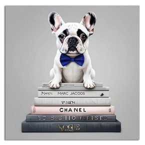 CUADRO CANVAS 40x40cm PERRO BULLDOG BLANCO 1