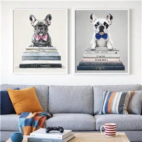 CUADRO CANVAS 40x40cm PERRO BULLDOG BLANCO 1
