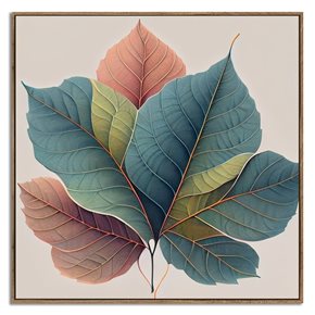 CUADRO CANVAS 40x40cm MARCO HOJA POPLAR COLORES 1
