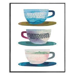 CUADRO CANVAS 40x50cm MARCO TRES TAZAS CAFÉ