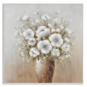 CUADRO CANVAS 60x60cm MARCO FLORES BLANCAS 2