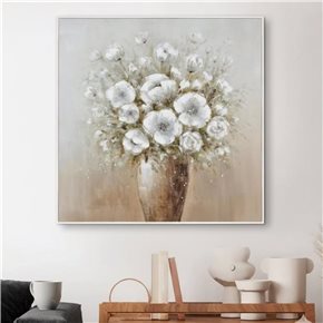 CUADRO CANVAS 60x60cm MARCO FLORES BLANCAS 2