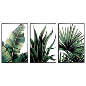 SET 3 CUADROS 40x60cm MARCO PLANTAS VERDES