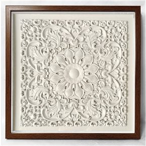 CUADRO CANVAS 50x50cm FLOR RELIEVE BLANCO