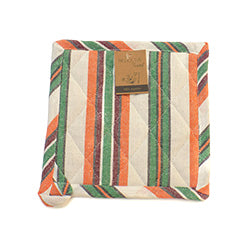AGARRADERA ALGODÓN 20x20CM LINEAS NARANJA/VERDE