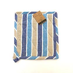 AGARRADERA ALGODÓN 20x20CM LINEAS CELESTE