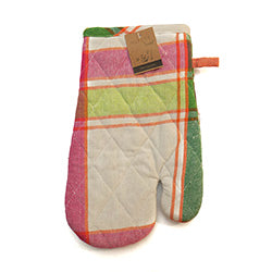 MANOPLA ALGODÓN 18x30CM LINEAS NARANJA/VERDE