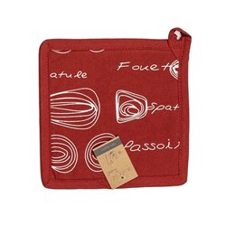 AGARRADERA ALGODÓN 20x20CM UTENSILIOS ROJO