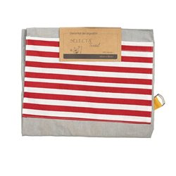 DELANTAL ALGODÓN 60x85CM GRIS/ROJO/MOSTAZA