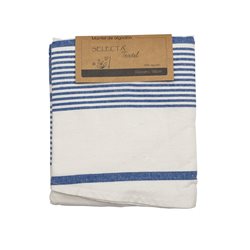 MANTEL ALGODÓN D160CM BLANCO/AZUL