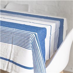 MANTEL ALGODÓN D160CM BLANCO/AZUL
