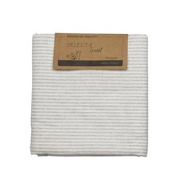 MANTEL ALGODÓN 140x140CM GRIS CON LINEAS