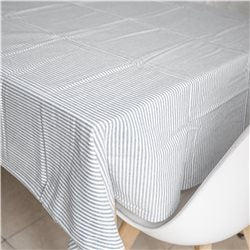 MANTEL ALGODÓN 140x180CM GRIS CON LINEAS