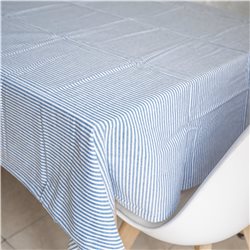 MANTEL ALGODÓN 140x180CM CELESTE CON LINEAS