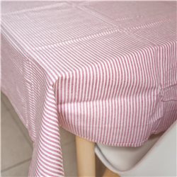 MANTEL ALGODÓN D160CM ROSA CON LINEAS