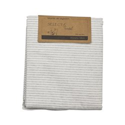MANTEL ALGODÓN D160CM GRIS CON LINEAS