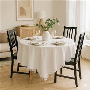 MANTEL REDONDO ALGODÓN D160CM BLANCO