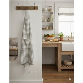 DELANTAL ALGODÓN 60X85CM CUADROS GRIS