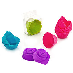 SET X6 MOLDES CUPCAKE SILICONA COLORES SURTIDOS. D7x3.3CM
