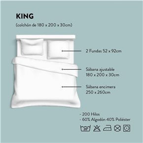 JUEGO DE SABANAS KING/30CM ALGODON BLANCO CANNON