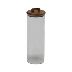 RECIPIENTE BORO 1800ML TAPA MADERA ACACIA D10XH30CM