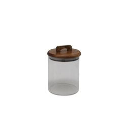 RECIPIENTE BORO 650ML TAPA MADERA ACACIA D10XH15CM