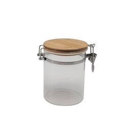 RECIPIENTE BORO 800ML TAPA MADERA/BROCHE D10X13CM