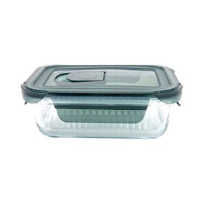 RECIPIENTE RECTANGULAR BOROSILICATO LABRADO 370ML D15.4X11.5XH5.4CM