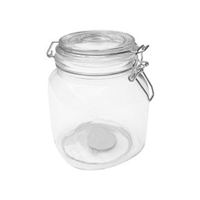 RECIPIENTE VIDRIO SEMICUADRADO 1000ML TAPA BROCHE 11x11x15.5CM