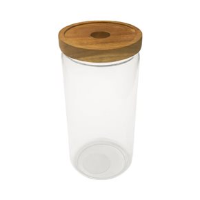 RECIPIENTE BOROSILICATO 850ML TAPA MADERA ACACIA D9XH19CM
