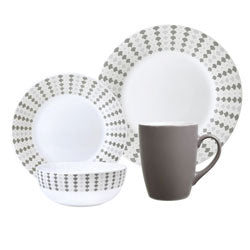 SET 16PCS OPALINA GEO PLATA 28CM/20CM/16.5CM/350ML