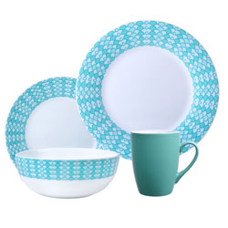 SET 16PCS OPALINA GEO TURQUEZA 28/20/16.5CM-350ML