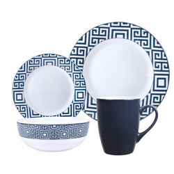 SET 16PCS OPALINA GEOMETRIC NAVY 28/20/16.5CM-350ML