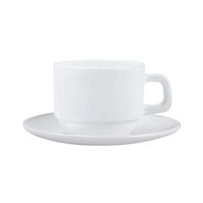 TAZA DE CAFE 190ML C/PLATO OPALINA BLANCO