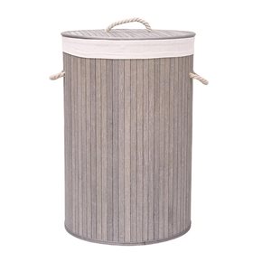 CESTO PLEGABLE R. D40X60CM C/TAPA,FUNDA BAMBÚ GRIS