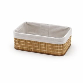 CESTO REC BAMBÚ FORRADO TELA 24X14X10CM NAT