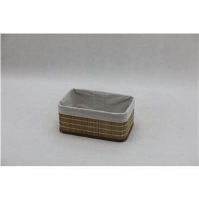 CESTO REC BAMBÚ FORRADO TELA 20x10x8CM NAT